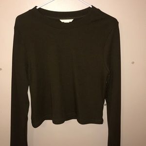 Seaweed green long-sleeve crop top